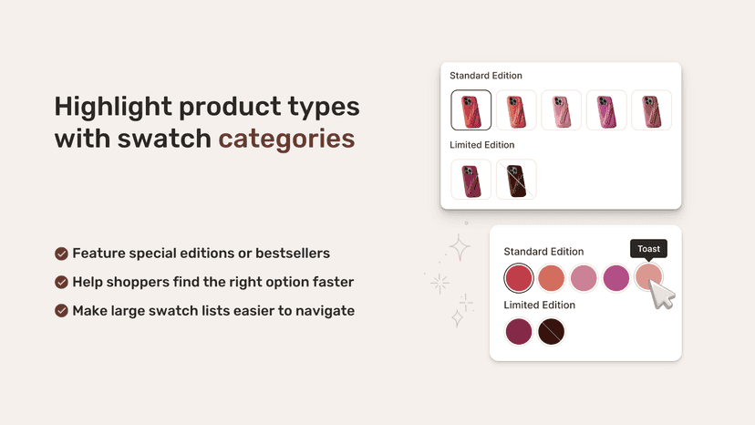 Highlight product types with swatch categories