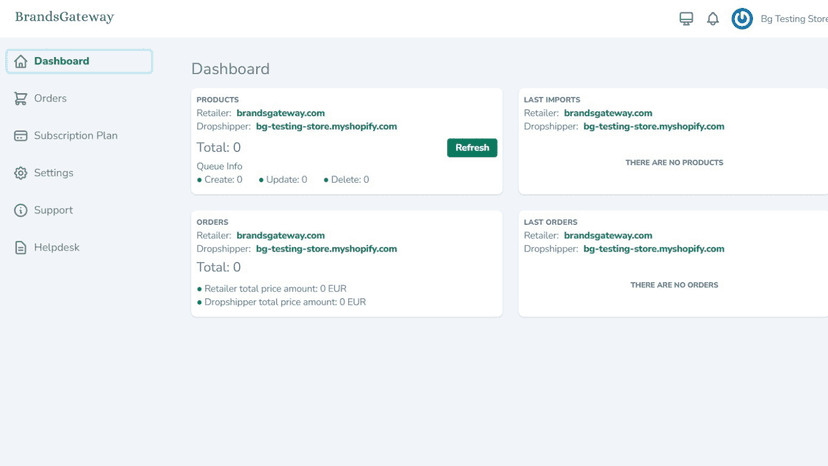 BrandsGateway App Dashboard