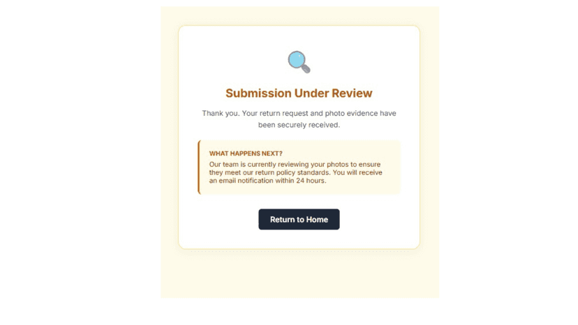Return status and success page