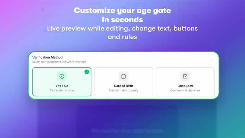 Age verification popup