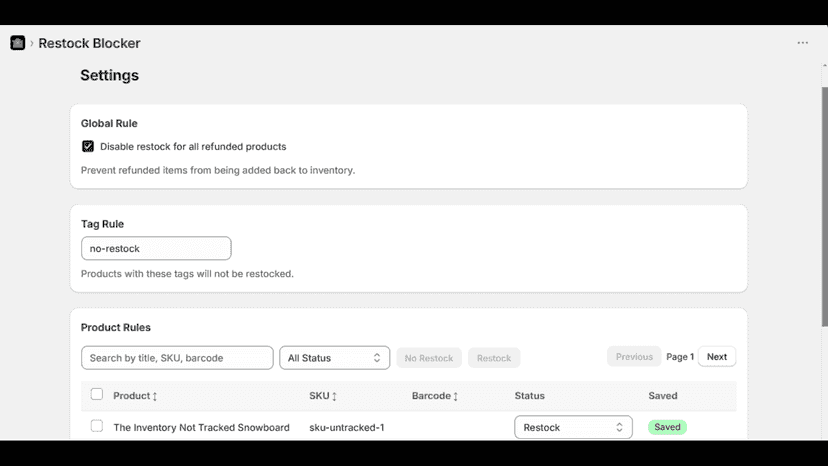 Settings page showing Global Rule and Tag Rule configuration.Set
