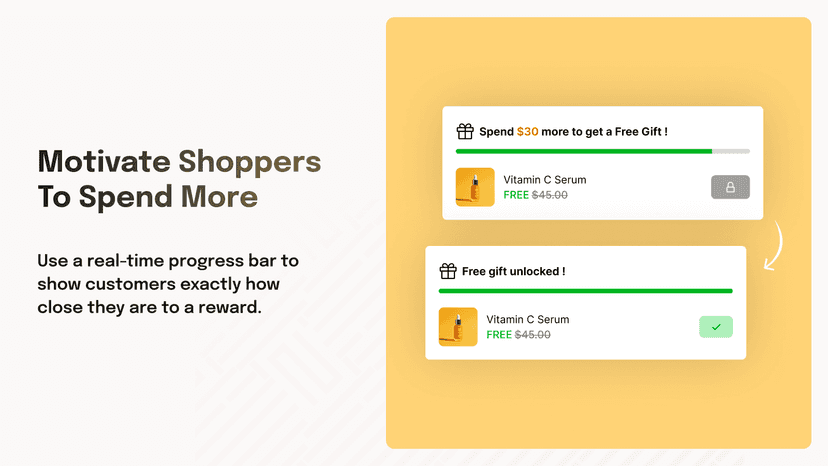 Real-time progress bar widget to unlock gift rewards.