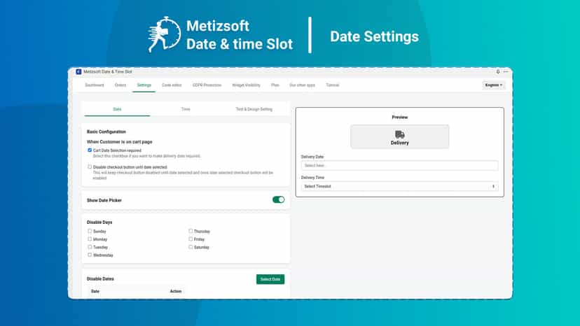 App admin- Date settings