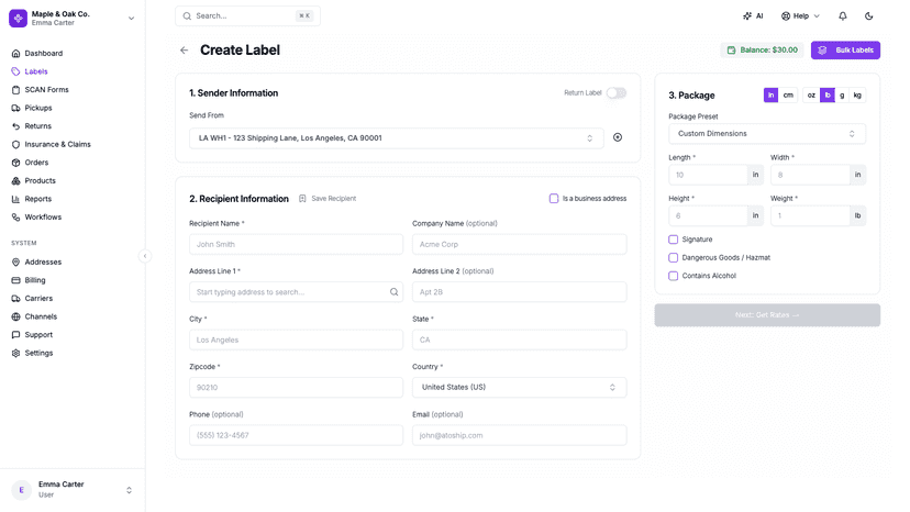Create label just 2 step