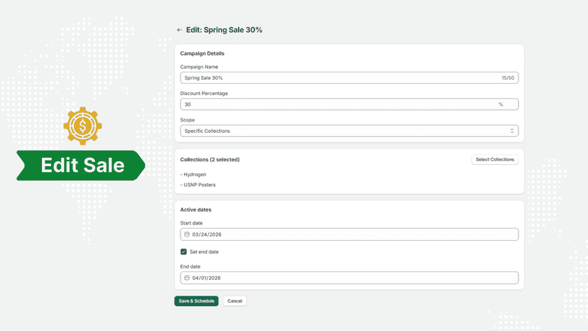 Edit sale feature