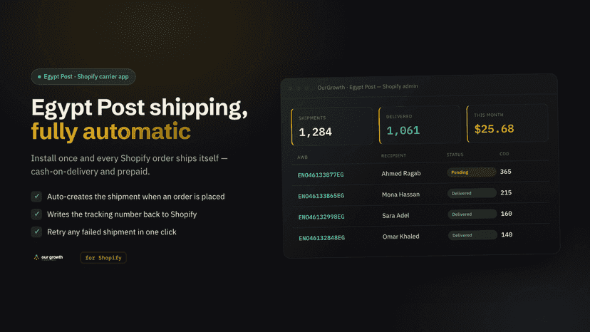 Egypt Post shipping and cash-on-delivery tracking for Shopify