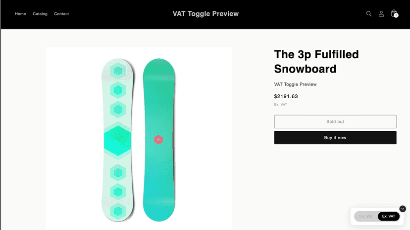 VAT Toggle Excluding VAT