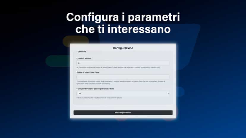 Configura i parametri che ti interessano