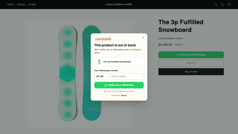 the storefront popup for collecting phones in sold out products