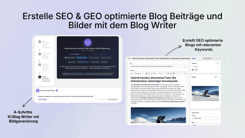 SEO & GEO optimierte Blog-Posts, direkt erstellen in der APP