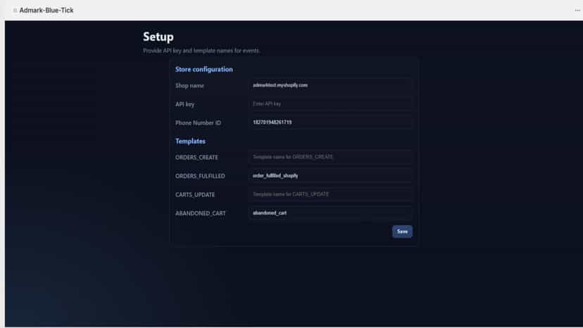 User will fillup required details like API ID and phone numberID