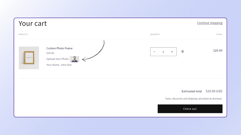 Cart preview