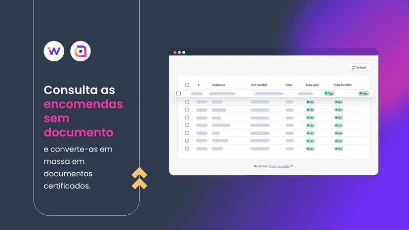 Converte as tuas encomendas em documentos certificados