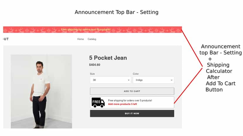 Announcement top Bar - Setting + Shipping Calculator After ATC