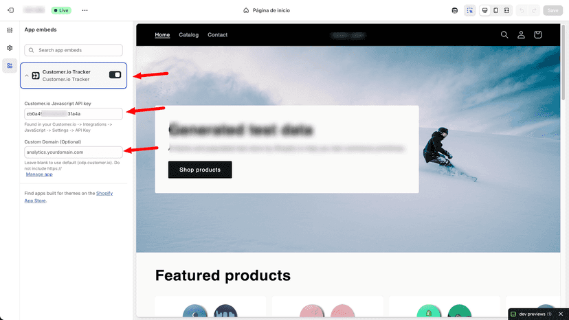 App embed options