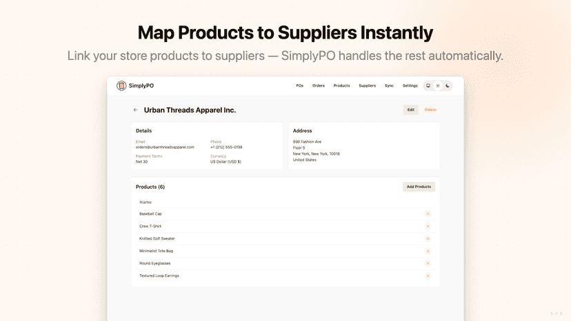 Map products to suppliers