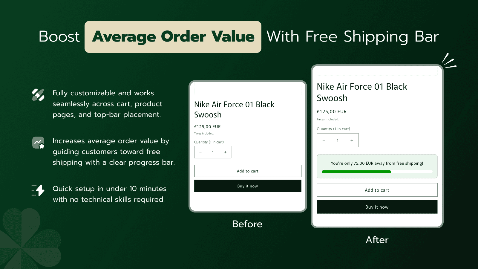 lucky free shipping bar upsell AOV booster