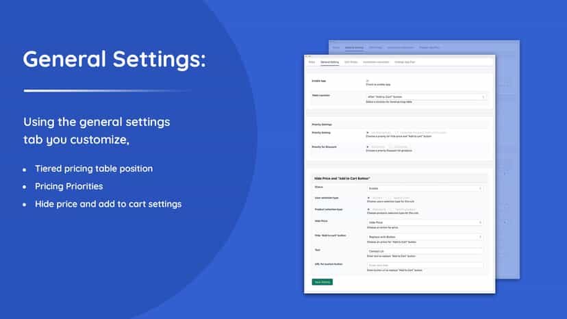 Hide price and pricing priority settings