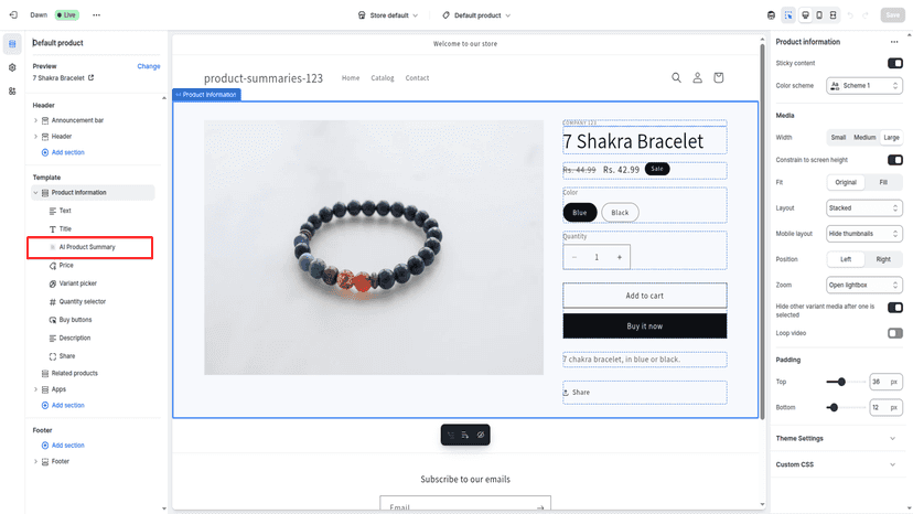 Theme Customizer App Block