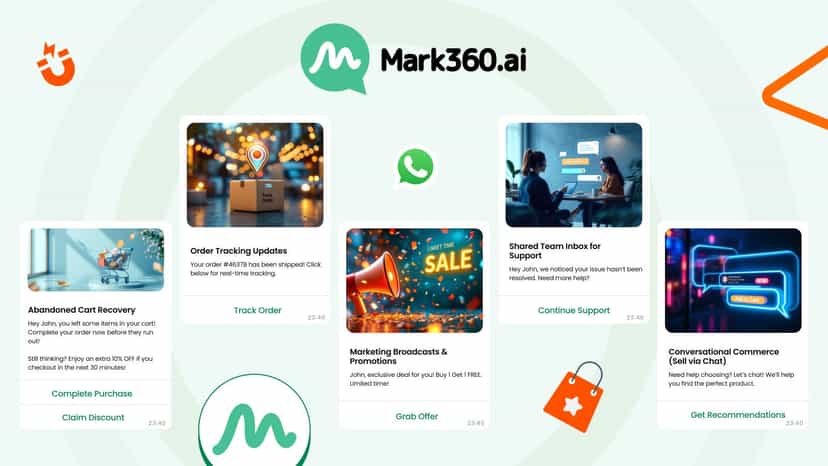 whatsapp automation features includes abended cart and chatbots