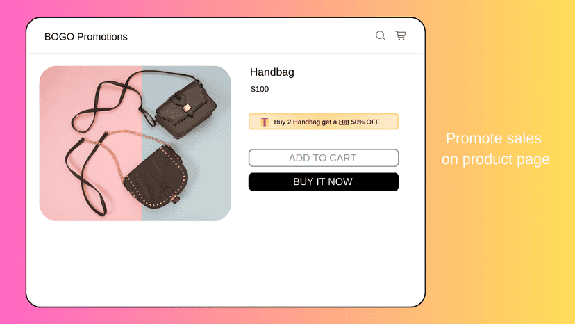 Promote sales on product page, BXGY