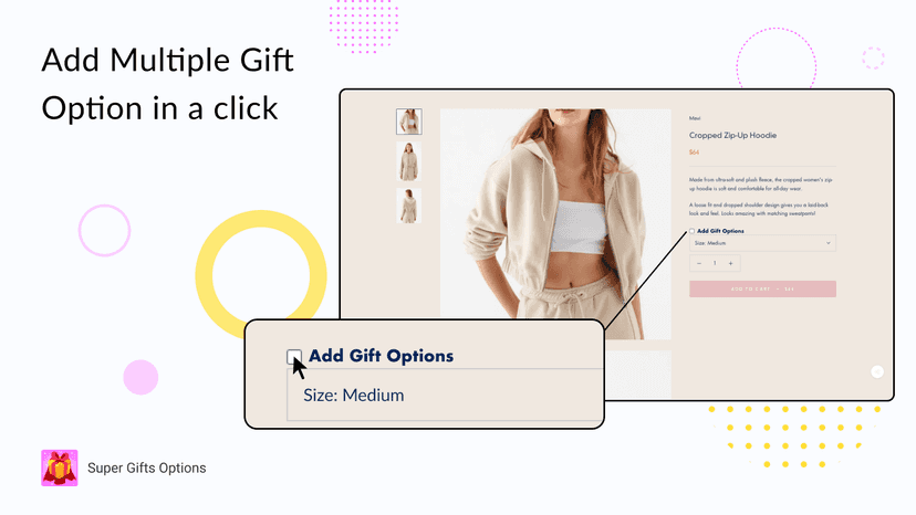 The app in action: The added Gift Options in a product page
