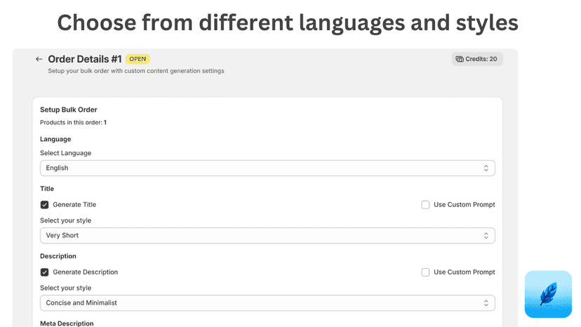 Choose Style and Language