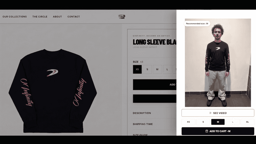 Virtual try-on result showing a customer wearing the garment