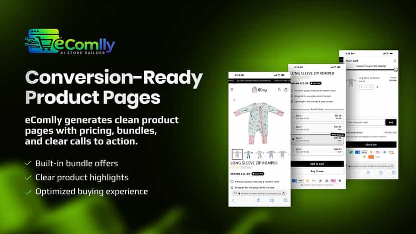 Conversion-ready product pages with bundles and pricing