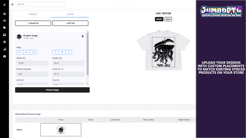 Real-time mockup generator and design placement