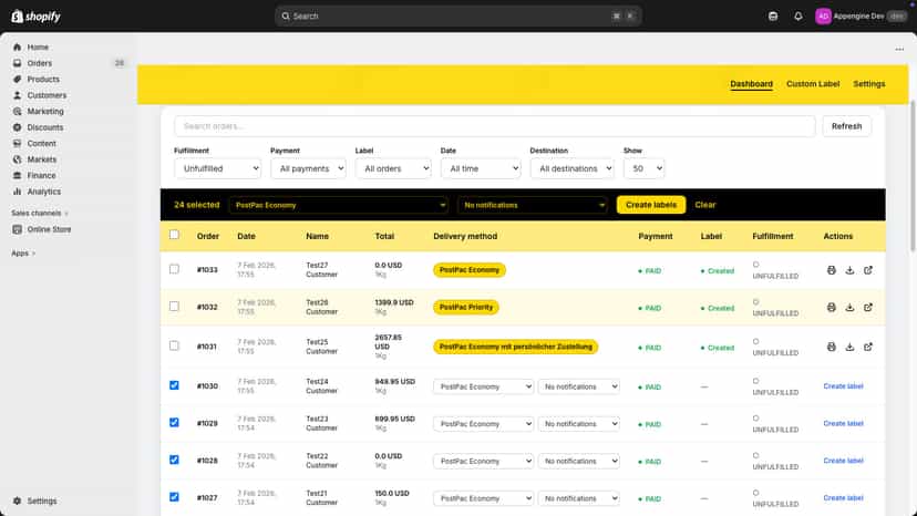 Dashboard - Bulk Create