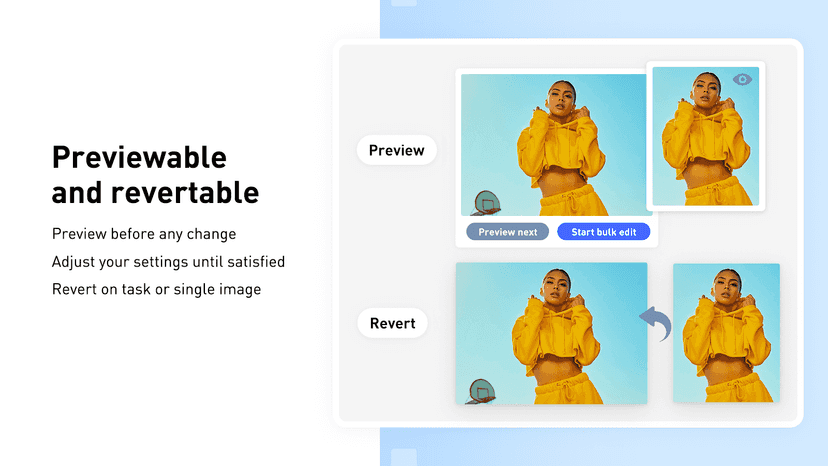 Previewable and revertable, Intuitive editing
