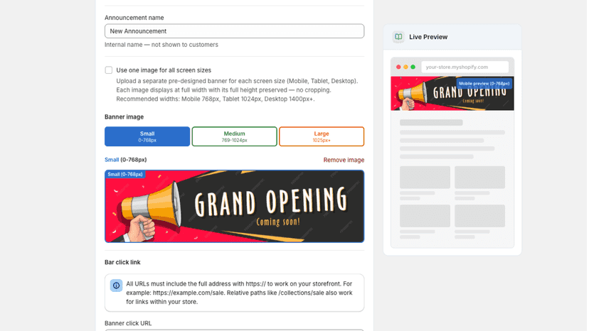 Upload your designed banner as an clickable image