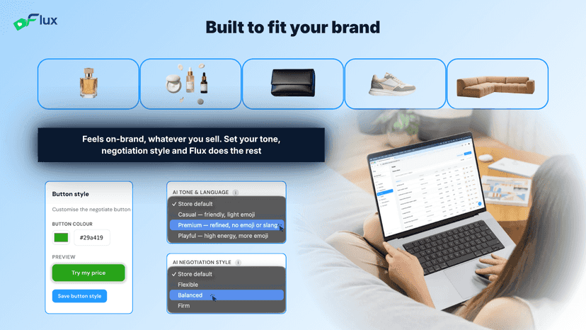 Flux settings for button style, tone and negotiation style