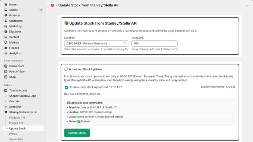 Keep stock up to date