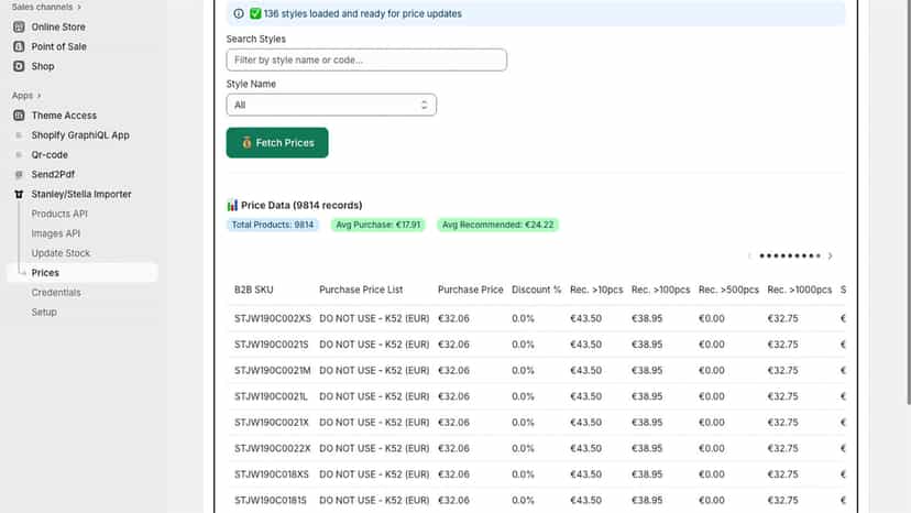Import all price data