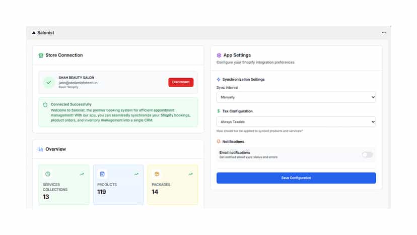 Salon and spa booking appointment system