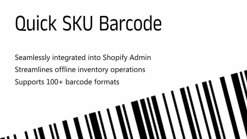 SKU Barcode app with barcode graphic and feature highlights