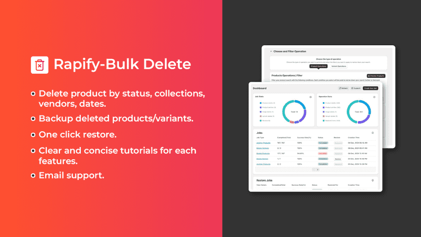 Rapify Bulk Delete app: bulk delete, backup, and restore