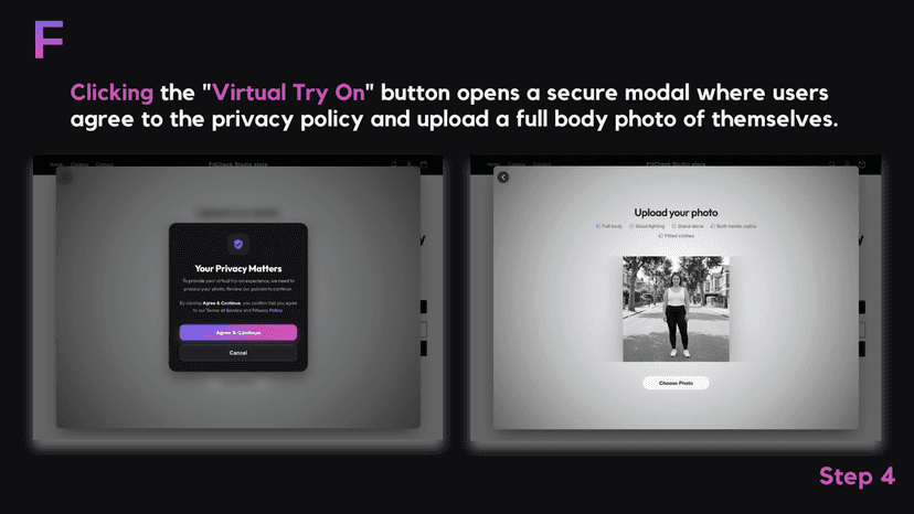 Secure customer photo uploads with guided privacy terms