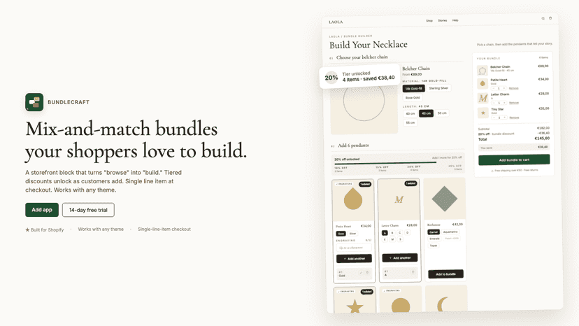 Customers build mix-and-match bundles with tiered discounts