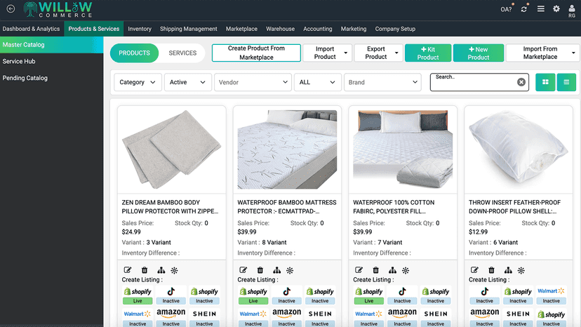 Willow Commerce Product Catalog