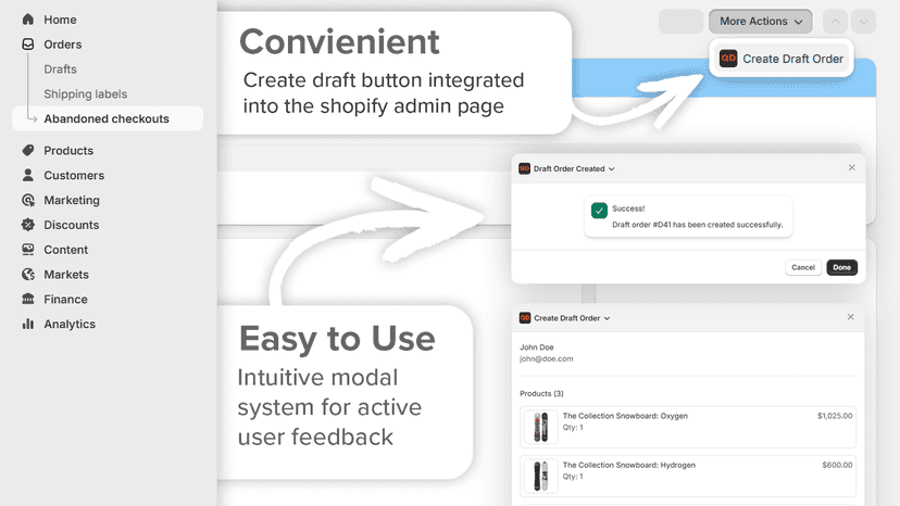 Integrated create draft button in admin interface, intuitive.