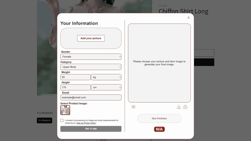 1. After you select the product, upload your photo