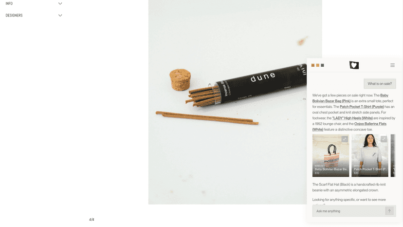 Surfaces sale items and recommends alternatives when products go