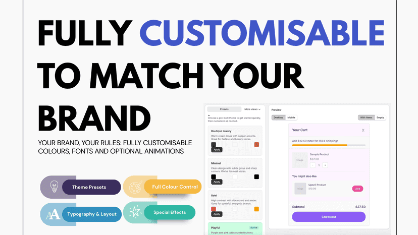 Customisable cart drawer to match brand.