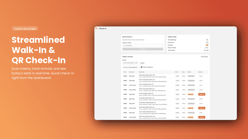 Check-in dashboard for day-of operations