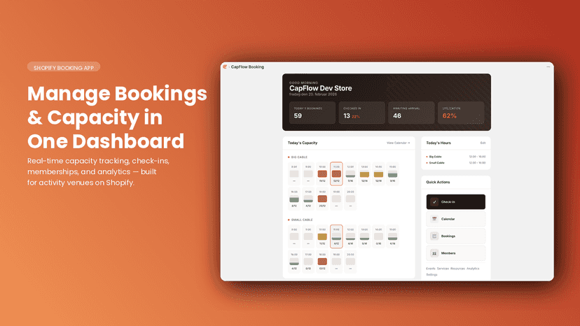 Manage bookings and capacity in one dashboard