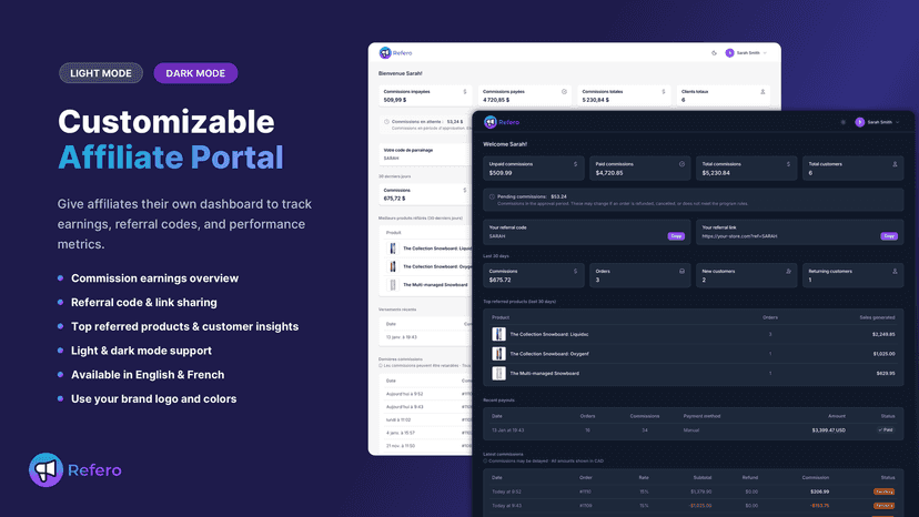 Customizable Affiliate Portal