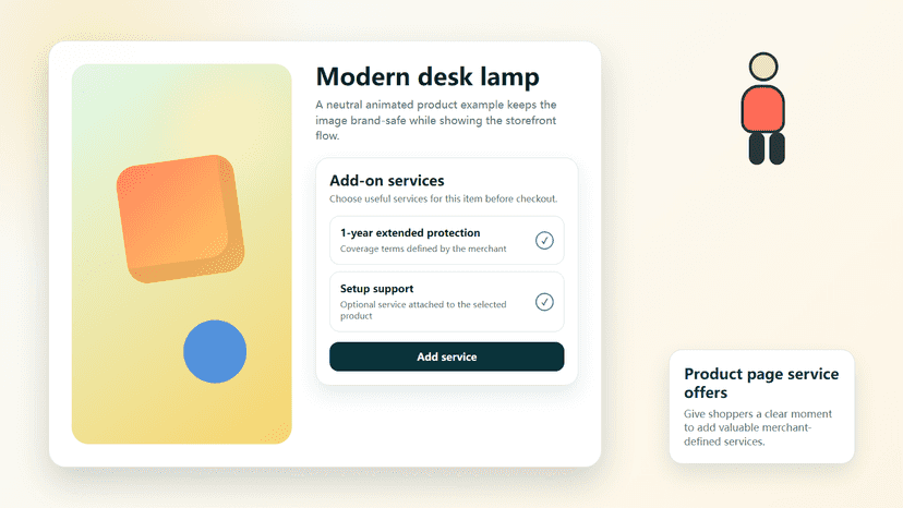 Product page add-on service panel